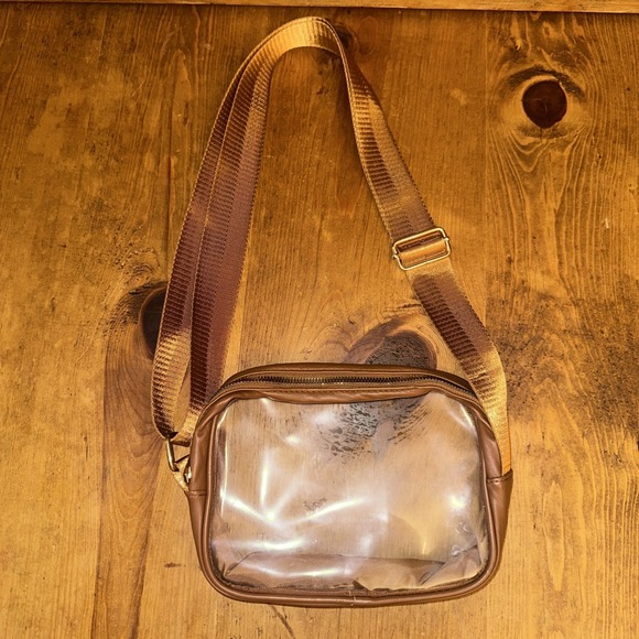 The Unbranded Brand Handbags - Clear Crossbody Purse Hand Bag-Stadium Approved Concerts Gold Trim